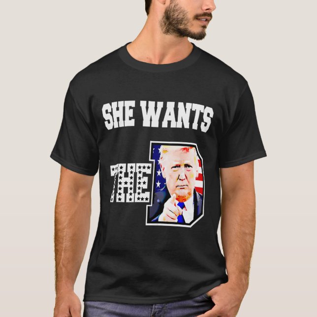 Camiseta Ela Quer O D Donald Trump 2024 (Frente)