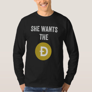 Camiseta Ela quer o meme D Engraçado Dogecoin Doge HODL