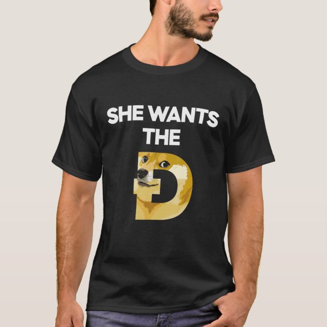 Camiseta Ela Quer Que O D Engraçado Dogecoin Memed Dogue HO (Frente)