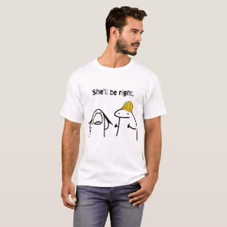 Camiseta Ela vai ficar bem. Humor de boneco de palito engra
