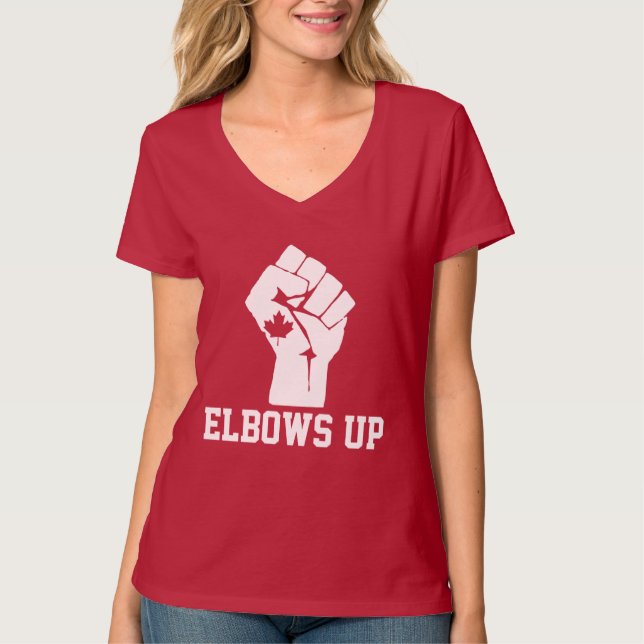 Camiseta Elbows Up Canadá - Orgulhosamente Canadense (Frente)