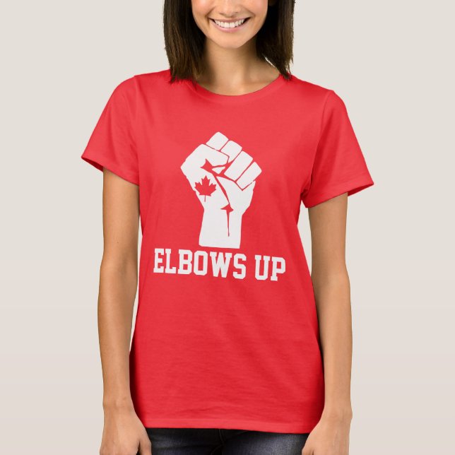 Camiseta Elbows Up Canada - Orgulhoso canadense (Frente)