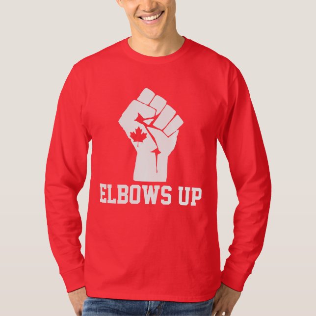 Camiseta Elbows Up Canada - Orgulhoso canadense (Frente)