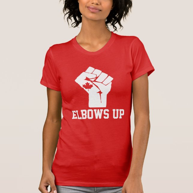 Camiseta Elbows Up Canada - Orgulhoso canadense (Frente)