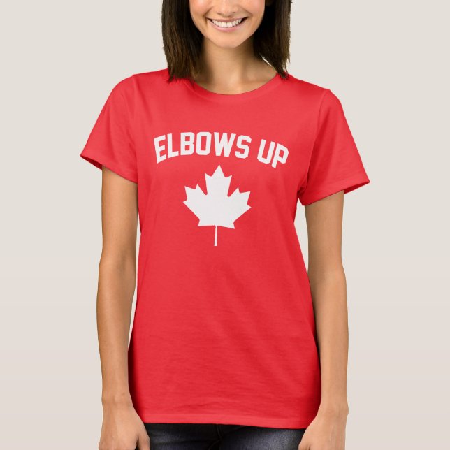 Camiseta Elbows Up Canada - Orgulhoso canadense (Frente)