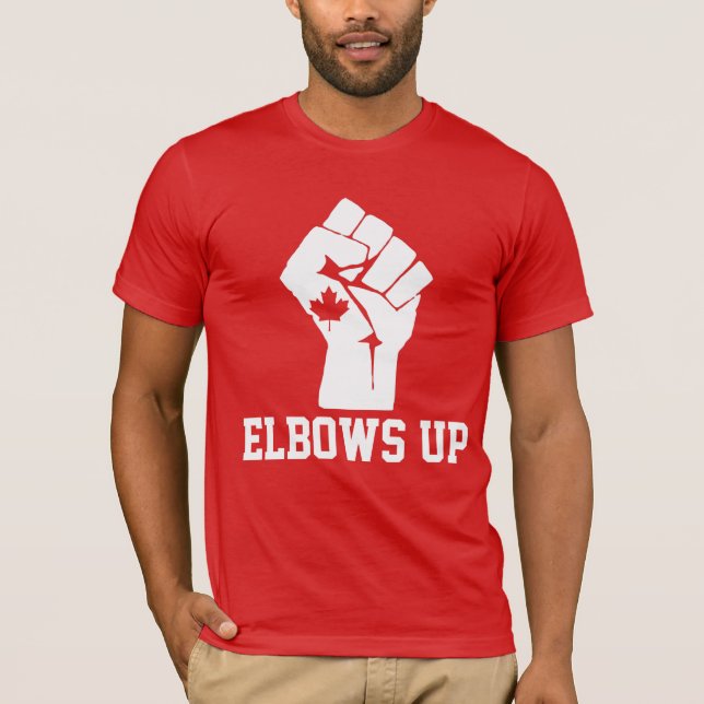 Camiseta Elbows Up Canada - Orgulhoso canadense (Frente)