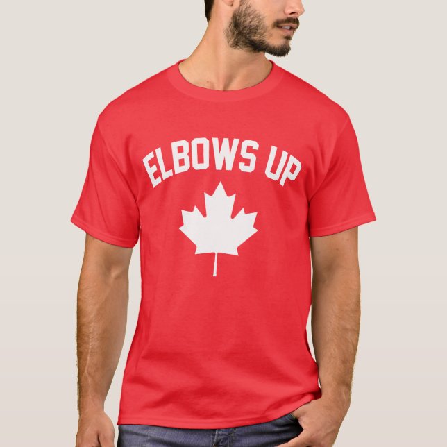Camiseta Elbows Up Canada - Orgulhoso canadense (Frente)