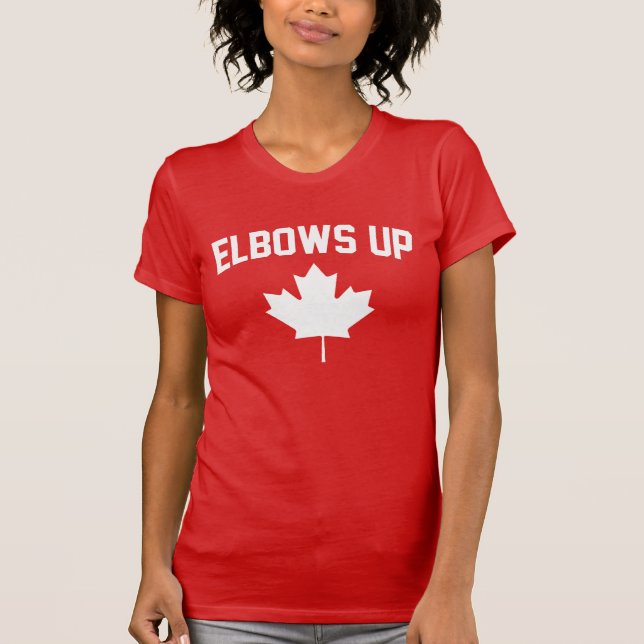 Camiseta Elbows Up Canada - Orgulhoso canadense (Frente)