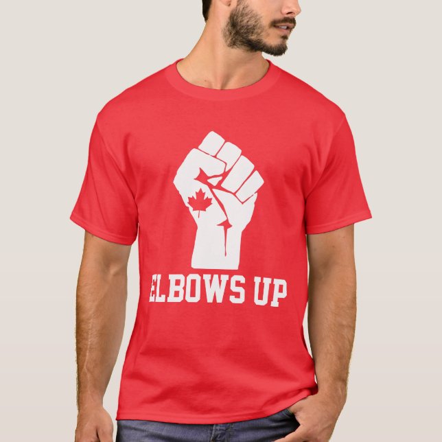 Camiseta Elbows Up Canada - Orgulhoso canadense (Frente)