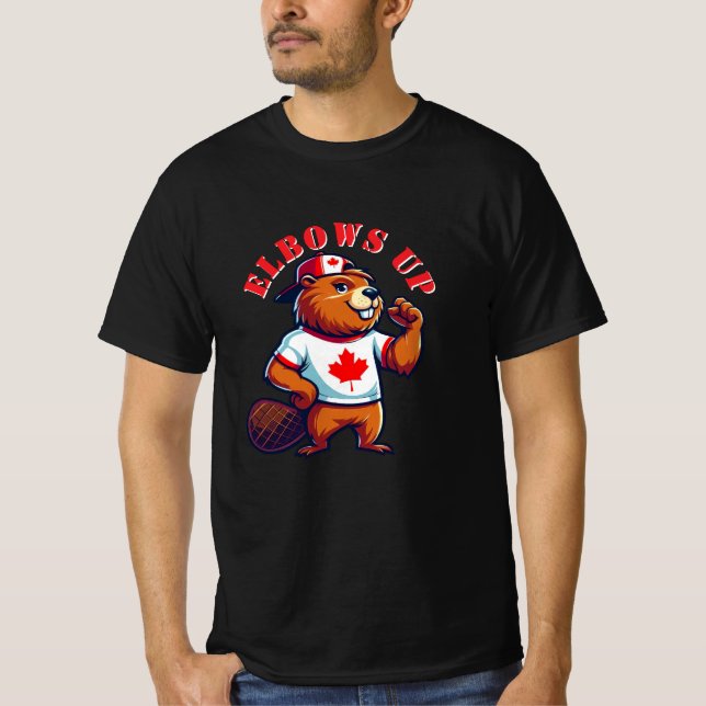 Camiseta Elbows Up Canadian Beaver (Frente)