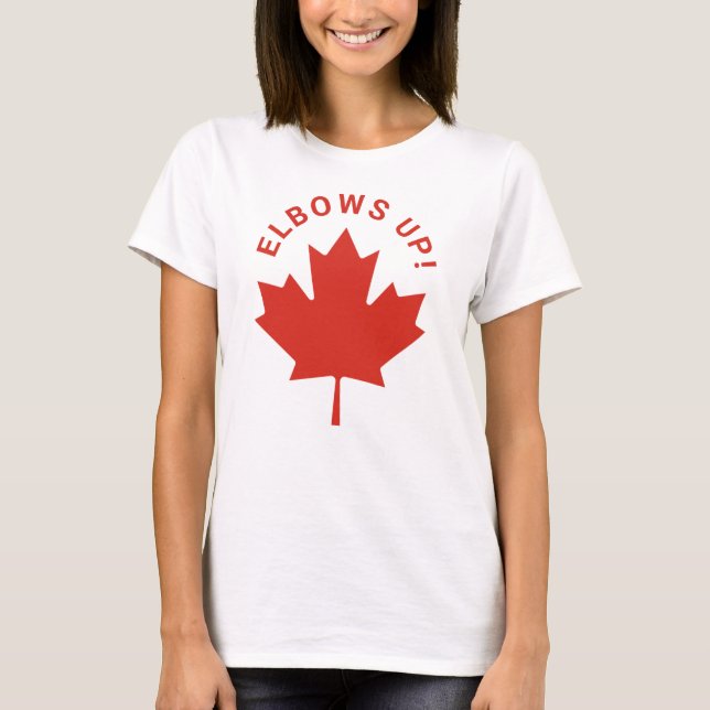 Camiseta ELBOWS UP Canadian Red Maple Leaf Canada (Frente)