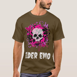 Camiseta Elder Emo Funny Gótico e esqueleto rosa e roxo