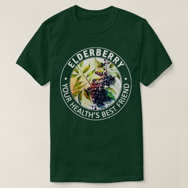 Camiseta Elderberry Sua Saúde Melhor Amiga (Frente do Design)