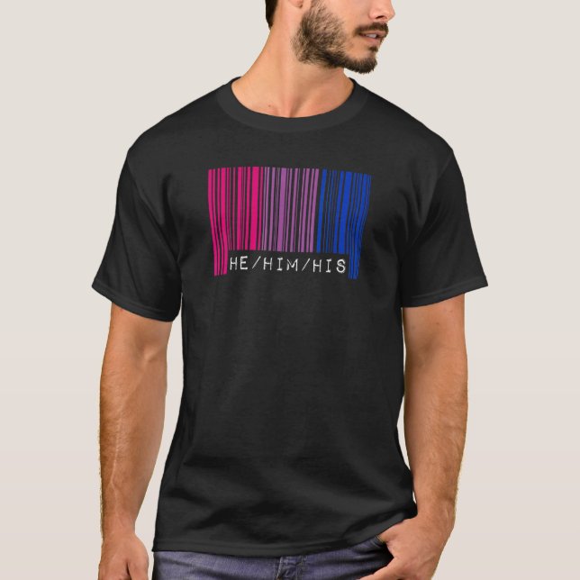 Camiseta Ele Deu-Lhe O Código De Barras Do Orgulho Bissexua (Frente)