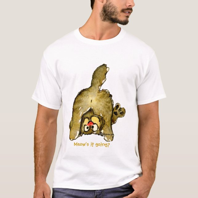 Camiseta Ele do Meow engraçado do gato dos desenhos (Frente)