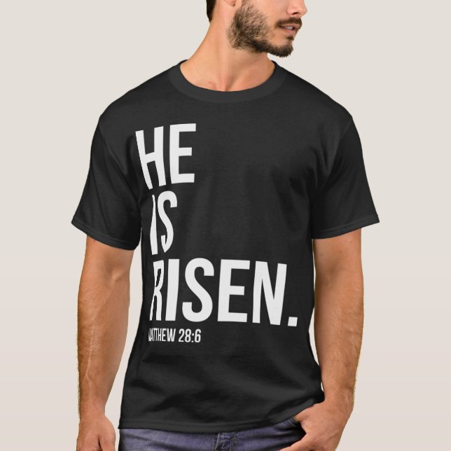 Camiseta Ele É Artesanato De Bíblia Risen Verse Christian (Frente)