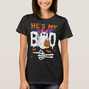 Camiseta Ele é meu Boo Casal Combinando Halloween Casais El