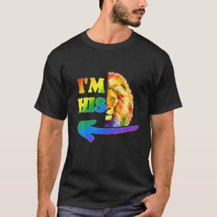 Camiseta Ele é meu. Sou seu Casal Gay Rainbow Lion LGBT Val