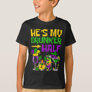 Camiseta Ele é o meu Namorada de Casal de Meia Bêbado.