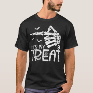 Camiseta Ele É O Meu Treat Skeleton Dia de as Bruxas engraç