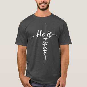 Camiseta Ele é riscado Dia da Páscoa Jesus cruzando o relig