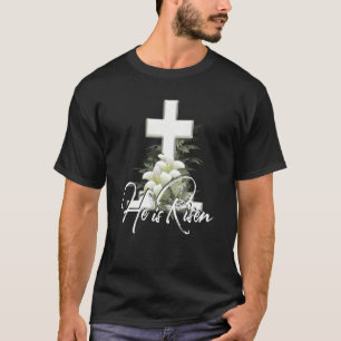 Camiseta Ele É Risen Bíblia Igreja de Ressurreição Jesus Fe