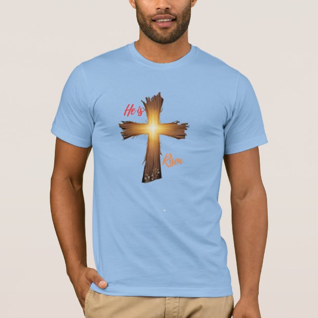 Camiseta Ele é risen - Camisa-T básica de Páscoas cristãs (Frente)
