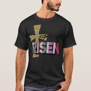 Camiseta Ele é Risen Felz pascoa xadrez-leopardo cruzando M