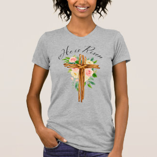 Camiseta Ele é Risen Floral Cruz