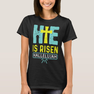 Camiseta Ele É Risen Hallelujah Páscoa Dia Hebraico Bíblia