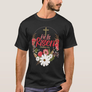 Camiseta Ele É Risen Jesus Felz pascoa Cristão Floral Wr