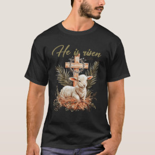 Camiseta Ele É Risen Lamb Atravessando Jesus Dia da Páscoa