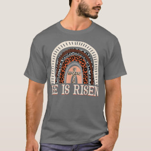 Camiseta Ele É Risen Leopard Rainbow Christian Jesus Feliz