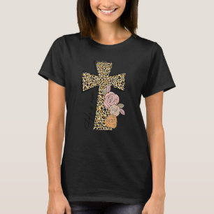Camiseta Ele É Risen Leopardo Christian Jesus Cross Happy E