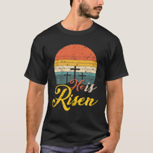 Camiseta Ele É Risen Páscoa Cristã Jesus Vintage Retro