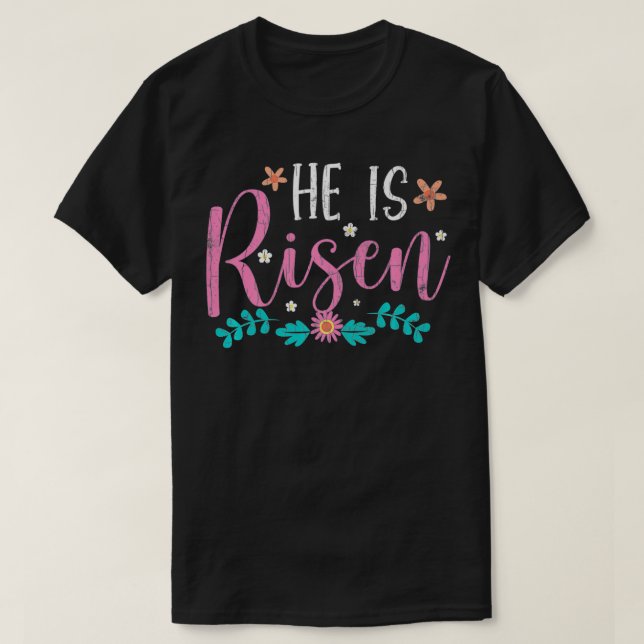 Camiseta Ele é risen Páscoa Design Christian Engraçado (Frente do Design)