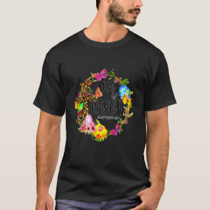 Camiseta Ele É Risen Páscoa Leopard Cross Jesus Christian
