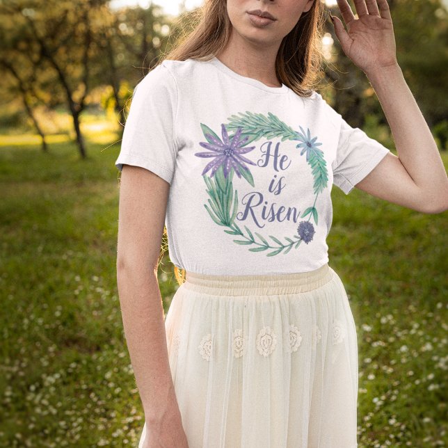 Camiseta Ele é Risen Páscoa Religiosa Cristão Floral (Criador carregado)