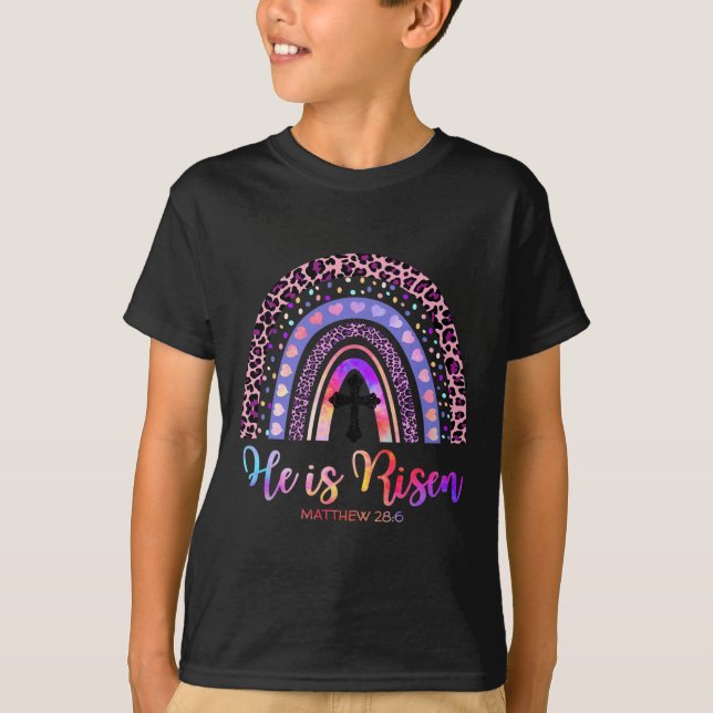 Camiseta Ele É Risen Rainbow Felz pascoa White Christian J (Frente)