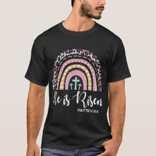 Camiseta Ele É Risen Rainbow Leopardo Dia do Felz pascoa Ch