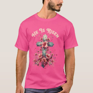 Camiseta Ele É Risen Religião Cristã Jesus Flor Floral