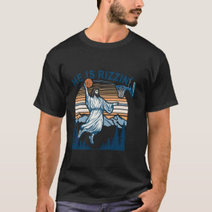 Camiseta Ele É Rizzin Engraçado Jesus Jogando Basquete Memó