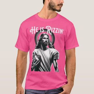 Camiseta Ele É Rizzin Jesus Jogando Futebol Engraçado R