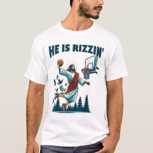 Camiseta Ele É Rizzin Páscoa Day Jogando Basquete 2