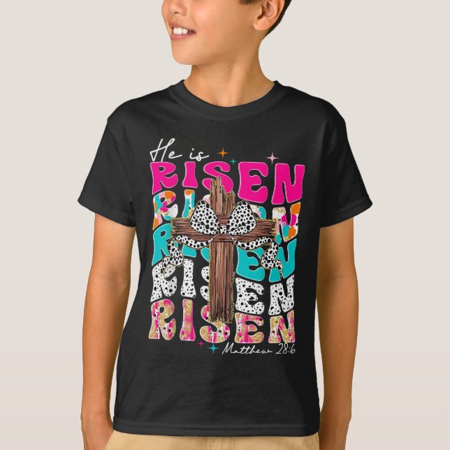 Camiseta Ele Está Riscado Cruzando Jesus Páscoa Religioso C (Frente)