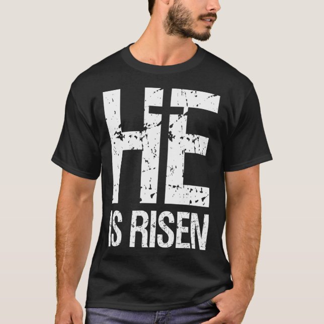 Camiseta Ele Está Risen - Fé Cristã - Páscoa de Jesus Crist (Frente)