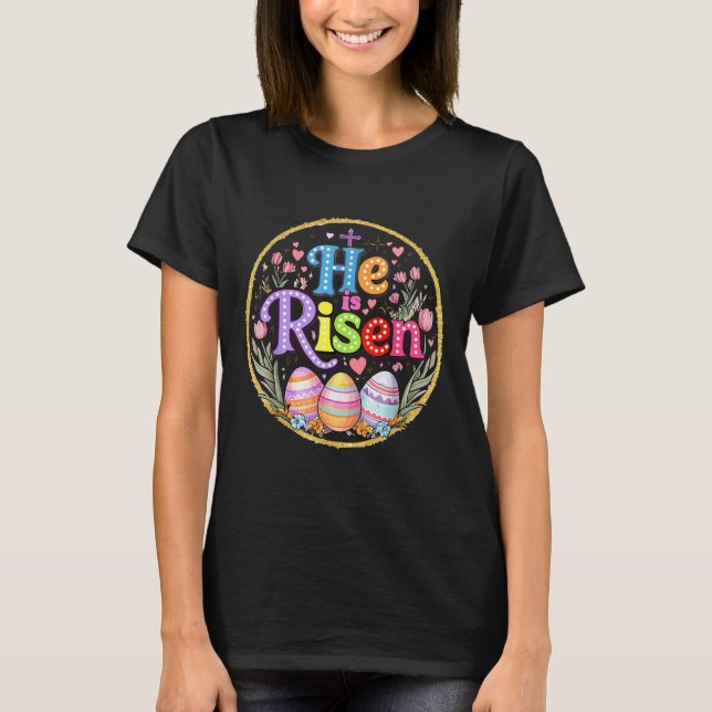 Camiseta Ele Está Risen Jesus Bíblia Cristã Verso Páscoa Wo (Frente)