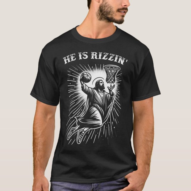 Camiseta Ele Está Rizzen Risen Engraçado Jesus Christian Br (Frente)