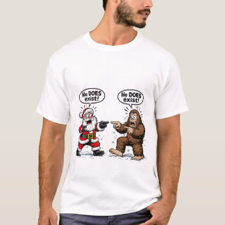 Camiseta Ele existe! Papai Noel & Pé Grande