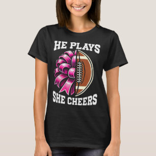 Camiseta Ele joga Ela aplaudir Futebol Torcida Mãe Lideranç